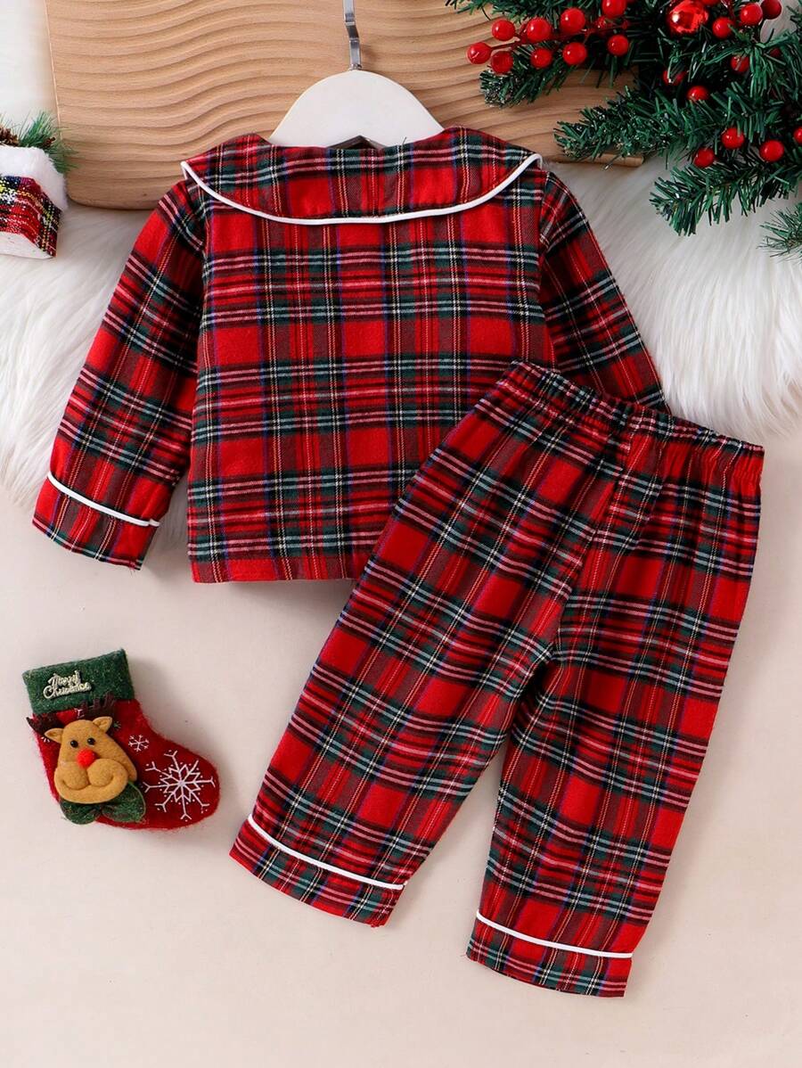 طقم بيجامة بناتي مريح بأكمام طويلة وطوق مربع – قطعتان (خريف / شتاء) - 2